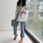 Veste d'automne vintage ample en coton et lin