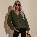 Veste en peluche pour femme avec col en V