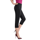 Pantalon à sept points pour femmes Pantalon décontracté élastique taille haute