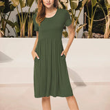 Robe à col ras du cou avec poche