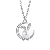 Collier de Perles de Lapin de Lune en Argent Sterling