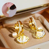 Boucles d'Oreilles Opale Feuille de Ginkgo