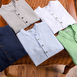 Chemise été homme en lin chinoiserie à boutons