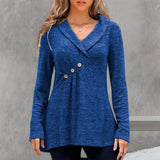 Haut de Couleur Unie avec Boutons et Manches Longues
