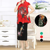 costume deux pièces en coton et lin pour personnes âgées