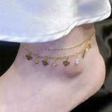 Bracelet de cheville incrusté de cristaux avec franges de diamants
