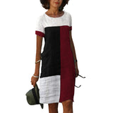 Robe color block à manches courtes et col rond