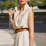 Robe Longue sans Manches en V Profond