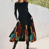 Robe Imprimée à Manches Longues