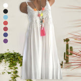 Robe de plage en dentelle sexy de couleur unie