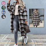 Manteau Chemise Décontractée à Carreaux pour Femmes