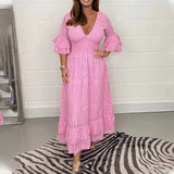 Robe brodée ample à taille haute