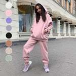 Sweat à capuche décontracté deux pièces de couleur unie