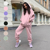 Sweat à capuche décontracté deux pièces de couleur unie