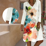 Robe imprimée à manches longues et col rond