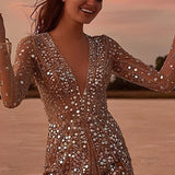 Robe col V à sequins