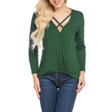 T-shirt femme en maille col V