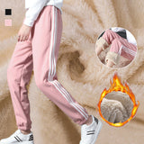 Pantalon de Jogging Solide en Coton Polaire Chaud pour Femme