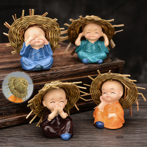 Bonnet de bébé en polyrésine Monk Buddha Idols (4 pièces)
