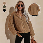 Veste en peluche pour femme avec col en V