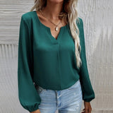 Chemise en mousseline de soie à manches longues de couleur unie