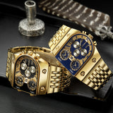 Montre à Quartz Multi-fuseaux Horaires pour Homme à Grand Cadran