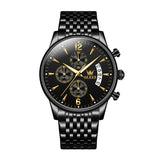 Montre Mécanique Automatique de Luxe à Cadran Chronographe à Trois Yeux en Or