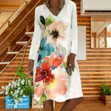 Robe imprimée à manches longues et col rond