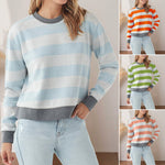 Sweat-shirt à manches longues et coupe slim à col rond et à la mode