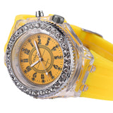 Montre à quartz lumineuse sertie de diamants