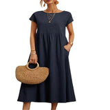 Robe A-line Longue à Col Rond