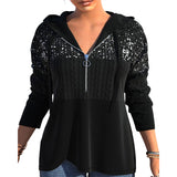 Sweat à capuche zippé et sequins