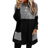 Panneaux Ronds Col Poches Manches Longues Suède Sweat-shirt