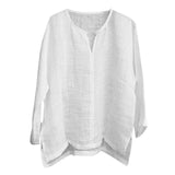 T-shirt Uni En Coton Et Lin
