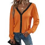 T-shirt Cardigan Gaufré à Manches Longues