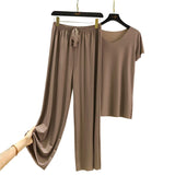 Pyjama D'été Deux Pièces En Soie Glacée