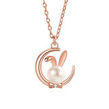 Collier de Perles de Lapin de Lune en Argent Sterling