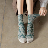Chaussettes rétro en coton à fleurs