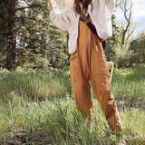 Combinaison Solide à Col en V avec Poche à Bretelle