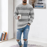 Pull col rond rayé homme