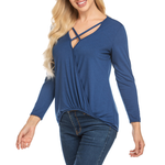 T-shirt femme en maille col V