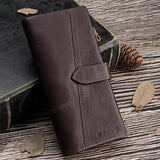 Porte-monnaie Vintage en Cuir Véritable de Grande Capacité RFID