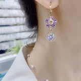 Boucles d’Oreilles en Cristal de Fleur de Mode
