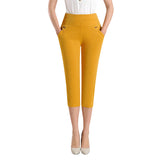 Pantalon à sept points pour femmes Pantalon décontracté élastique taille haute