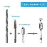 Jeu de 6 tarauds combinés à queue hexagonale