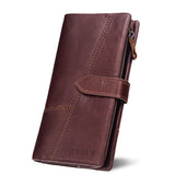 Porte-monnaie Vintage en Cuir Véritable de Grande Capacité RFID