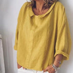 Blouse printanière ample de couleur unie pour femme