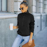 Sweat-shirt à col roulé de couleur unie