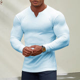 Chemise pour Homme à Col en V de Couleur Unie