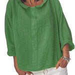 Blouse printanière ample de couleur unie pour femme